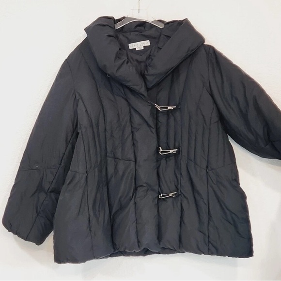 Larry Levine Jackets & Blazers - Larry Levine Flap Puffer Quilted Black Down Waterfowl Feather Jacket XL